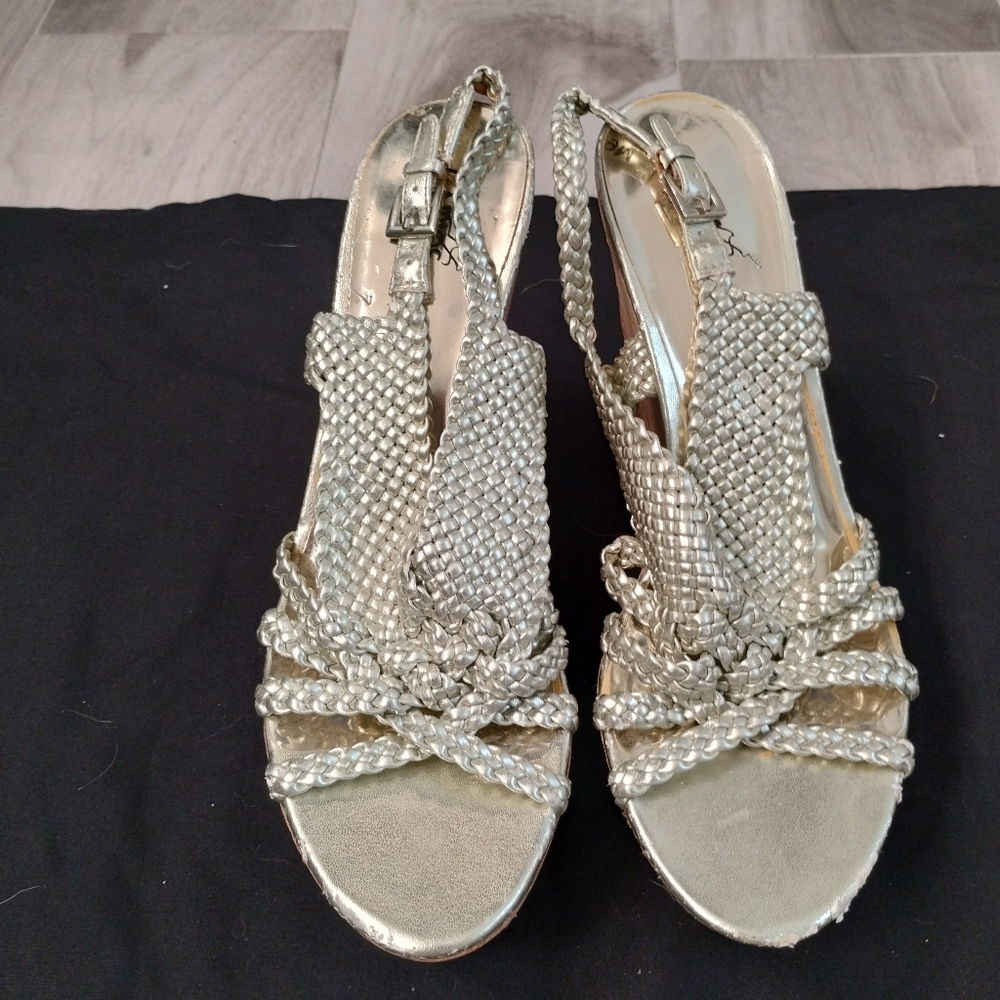 Gold and tan wedges